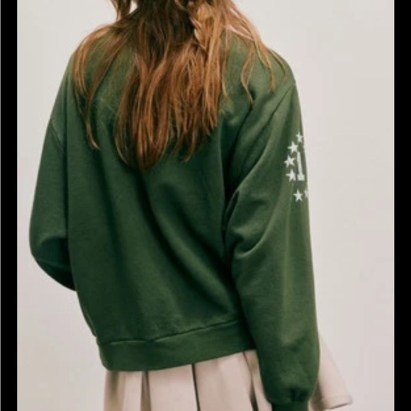 Free People Ragabond Studio Halftime Sweatshirt Green 11 Women's Size L - Picture 3 of 12